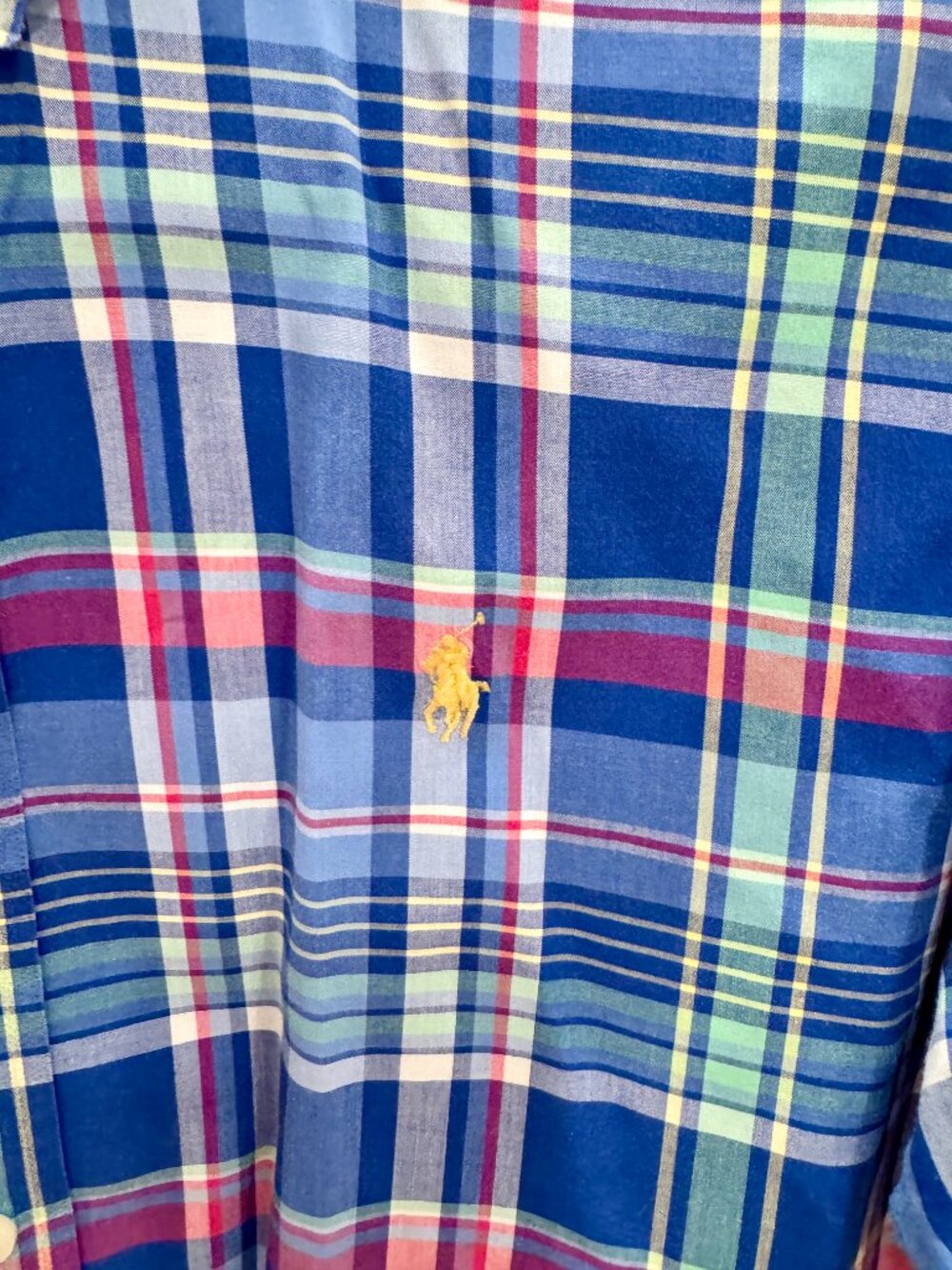 Polo Ralph Lauren Plaid Button Down Shirt Youth XL 18-20 Yellow Pony Mens XS EUC - Picture 11 of 11